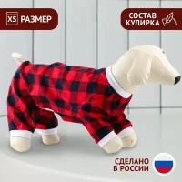 Костюм для животных красно-черный в клетку, XS (ДС 27, ОШ 23-27, ОГ 41-45)