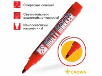 Маркер промышл. перманентный фетровый красный CROWN MULTI MARKER (толщ. линии 3.0 мм. Цвет красный) (CPM-800Red) (CROWN маркеры)