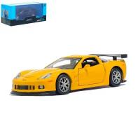 Машина металлическая CHEVROLET CORVETTE C6-R, 1:32, открываются двери, инерция, цвет жёлтый