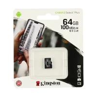 Карта памяти microSDXC 64 Gb kingston Class 10 UHS-I A1 Canvas Select Plus (до 100MB/s) без адаптера