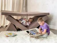 Детский диван-трансформер Playdivan Taupe, размер 172х86см, ткань велюр, бескаркасный игровой диванчик
