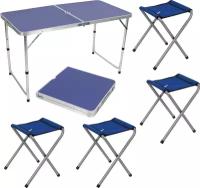 Комплект походный Ecos Пикник CHO-150-E, стол + 4 стула, синий