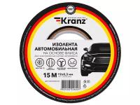 Изолента черная автомобильная флисовая KRANZ, 0.3х19 мм, 15 м