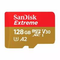 Sandisk Карта памяти SanDisk Extreme microSDXC Class 10 UHS Class 3 V30 A2 160MB/s 128GB + SD adapter (SDSQXA1-128G-GN6MA)