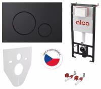 Инсталляция для унитаза Alcaplast Set AM101/1120-4:1 с панелью смыва, кнопка черная матовая круглая, M678-0001