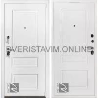 С шумоизоляцией: Дверь Райтвер Прадо Муар белый металлическая (Сторона открывания: Левая, Разбор короба - 980*2080 мм)