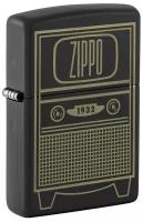 Зажигалка ZIPPO Vintage TV Design с покрытием Black Matte, латунь/сталь, черная, 38x13x57 мм