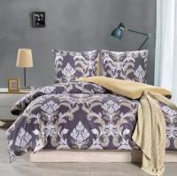 2 спальное постельное белье двустороннее коричневое с орнаментом