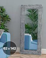 Настенное зеркало Etniq в раме Balian Black 62x142 см, для ванной, спальни, гостиной, в прихожую, в полный рост