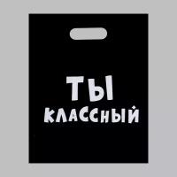 Пакет с приколами, полиэтиленовый с вырубной ручкой, Ты классный 31 х 40 см, 60 мкм. В упаковке: 20