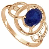 Серебряное кольцо с натуральным сапфиром - коллекция Юнона / Розовое Золото (размер 19)
