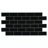 Панель ПВХ Блок чёрный, белый шов 966х484