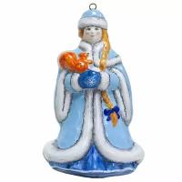 Новогодняя ёлочная игрушка, декор на ёлку, ёлочное украшение, подарок, сувенир, декор керамика Снегурочка (плоская)