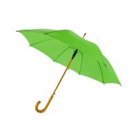 Зонт полуавтоматический с деревянной ручкой, зеленый