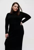 Женское платье трикотажное длинное с горлом, большой размер, цвет черный (размер 3XL)