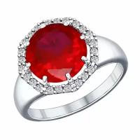 Серебряное кольцо Diamant online 101313 с фианитом и рубиновым корундом, Серебро 925°, 16,5