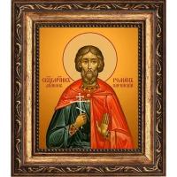 Роман Парийский, диакон, священномученик. Икона на холсте. (10 х 12 см / В раме под стеклом)