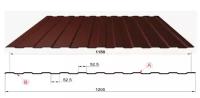 Профнастил С8 0,35х1200х2000 мм шоколадно-коричневый RAL 8017