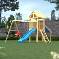 Детская деревянная игровая площадка для улицы дачи CustWood Scout S6 с деревянной крышей