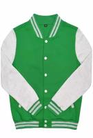 Куртка бомбер / Street Style / Varsity Classic Jacket V 2 / зелёный с светло-серыми рукавами / (M)