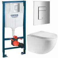 Инсталляция Grohe Solido 38811000 + унитаз Teymi Lina Vortex T40110 безободковый торнадо с сиденьем