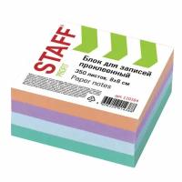 Блок для записей STAFF, проклеенный, куб 8х8 см, 350 листов, цветной, чередование с белым, 120384 (арт. 120384)