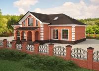 Проект жилого дома STROY-RZN 15-0015 (296,81 м2, 19,88*14,26 м, газобетонный блок 375 мм, облицовочный кирпич)