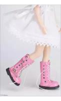 Dollmore 12 inches Anfan Chain Boots Pink (Высокие розовые ботинки на шнуровке с цепочками для кукол Пуллип 31 см / Блайз / Доллмор)