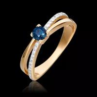 PLATINA jewelry Золотое кольцо с сапфиром и бриллиантами 01-0407-00-105-1110-30, размер 18