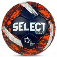 Мяч гандбольный SELECT Ultimate Replica v23, 3571854495, размер 2 (Jr), EHF Appr, ПУ, ручная сшивка, синий-оранжевый