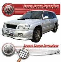 Дефлектор капота для Subaru Forester 1997-2000 Шелкография белая