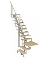 Модульная лестница Статус 225 (h 2700-2820, Серый, Сосна, Крашеная)