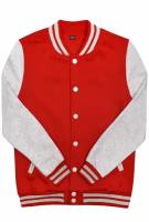 Куртка бомбер / Street Style / Varsity Classic Jacket V 2 / красный с светло-серыми рукавами / (XXXL)