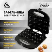 Вафельницы Luazon Home Электровафельница LuazON LT-08, 750 Вт, орешки, антипригарное покрытие, черная