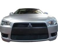 Защита радиатора (защитная сетка) Mitsubishi Lancer X 2007-2011 (2 шт.) черная