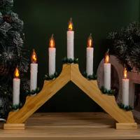 Настольные фигуры Luazon Lighting Светодиодная фигура «Рождественская горка» 39.5 × 33 × 5 см, дерево, 220 В, эффект пламени