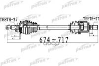 Полуось Передний Мост Слева 27x674x62x27 Hyundai Sonata [Gf] 2,0 2,4 09 - PATRON арт. PDS0509