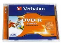 Диск Jewel case (box) DVD-R Verbatim 4.7 Gb 16x Printable (VER-43521-1)