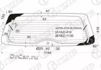 XYG Стекло заднее с обогревом OPEL ASTRA G 5D WGN 98-04