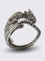 Серебряное необычное кольцо Дракон