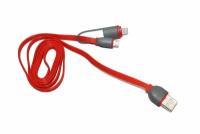 Шнур USB A-microUSB B/iPhone 5 1.0м плоский кабель