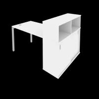 Стол письменный с опорным шкафом-купе Metal system Style Riva БП.РС-СШК-3.2 Белый/Серый мет. 1610*1120*1098