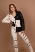 Бело-чёрный ассиметричный пиджак от КарСаМаН на пуговицах. размер 44
