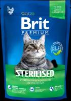 Корм сухой для взрослых кошек BRIT Premium Cat Sterilized с курицей, для кастрированных и стерилизованных, 800г