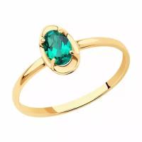 Золотое кольцо Diamant online 246984 с гидротермальным изумрудом, Золото 585°, 17,5