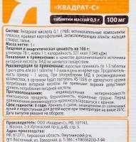 Янтарная кислота Квадрат-С таблетки 0,1г 10шт
