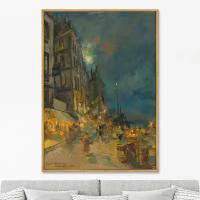 Репродукция картины на холсте Marseilles Quay By Night, 1887г. Размер картины: 75х105см