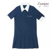 Синее школьное платье-поло с застежкой 134