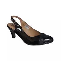 Туфли PieSanto женские (арт 6213) открытые черные из натуральной лаковой кожи и замши, размер 38