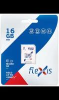 Flexis Карта памяти Flexis MicroSD HC 16 ГБ class 10 (с адаптером)